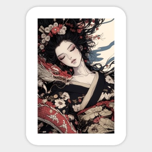 Geisha and Dragon 7905 Sticker